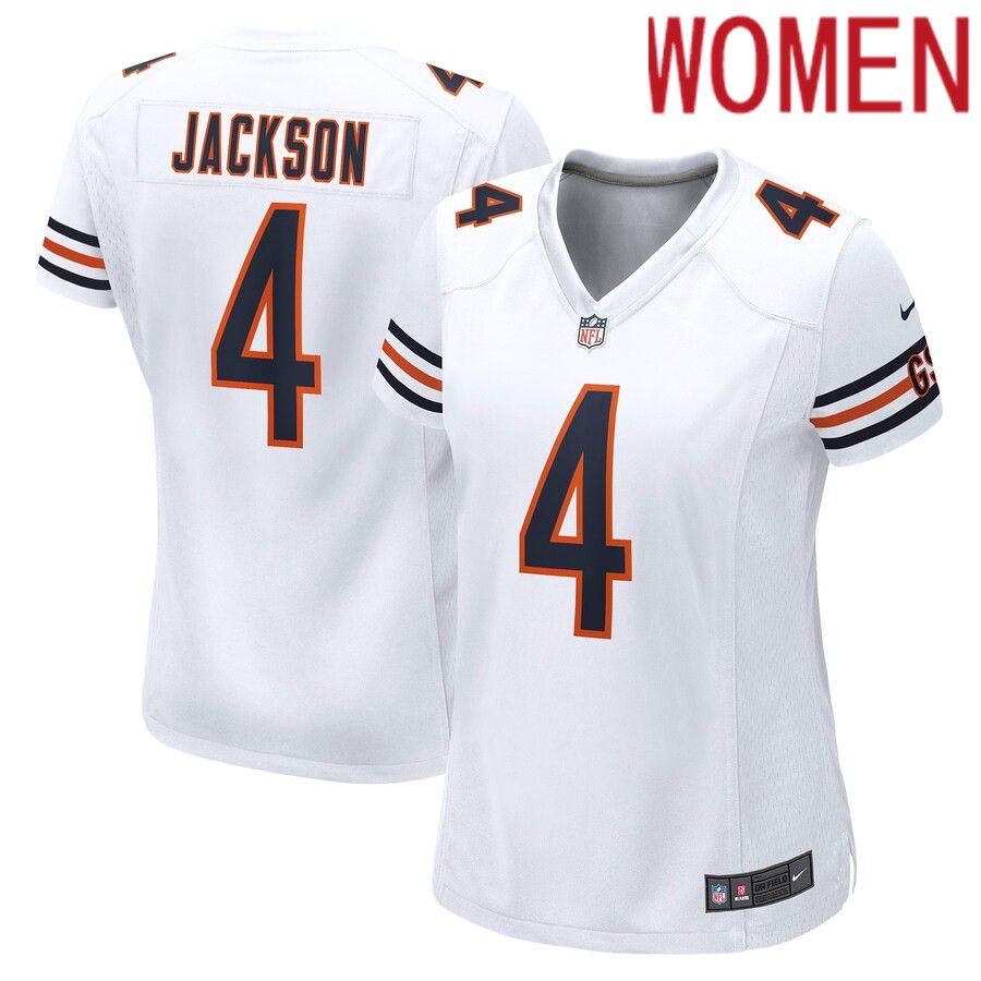 Women Chicago Bears #4 Eddie Jackson Nike White Game NFL Jersey->women nfl jersey->Women Jersey